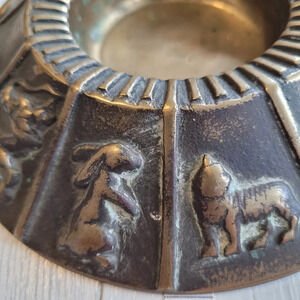 2 Vintage Brass Zodiac horoscope trinket trays, candle holders, or ashtrays